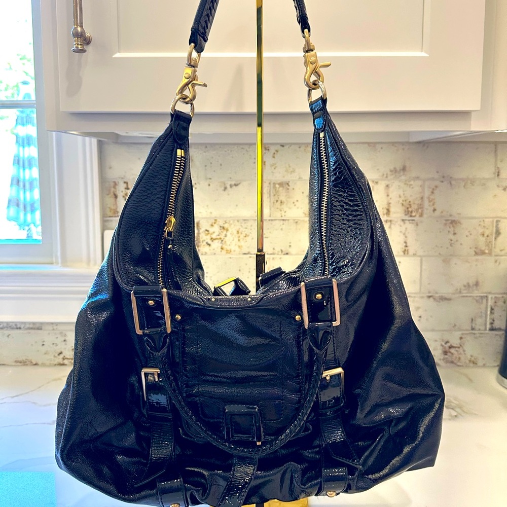 Botkier Black patent leather Sasha Large Shoulder Hobo bag